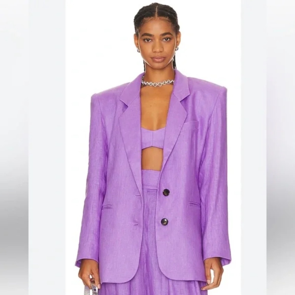 Ronny Kobo Klover Linen Blazer Purple (flaw) Oversized NWT $595